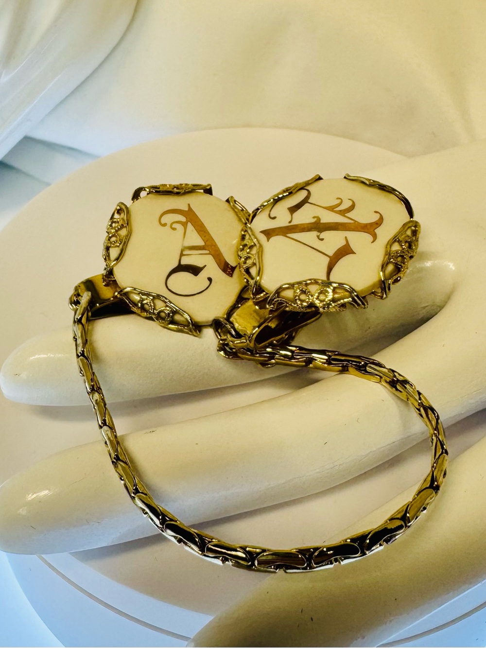 Gold and Cream Vintage Sweater clip- Patent Pending